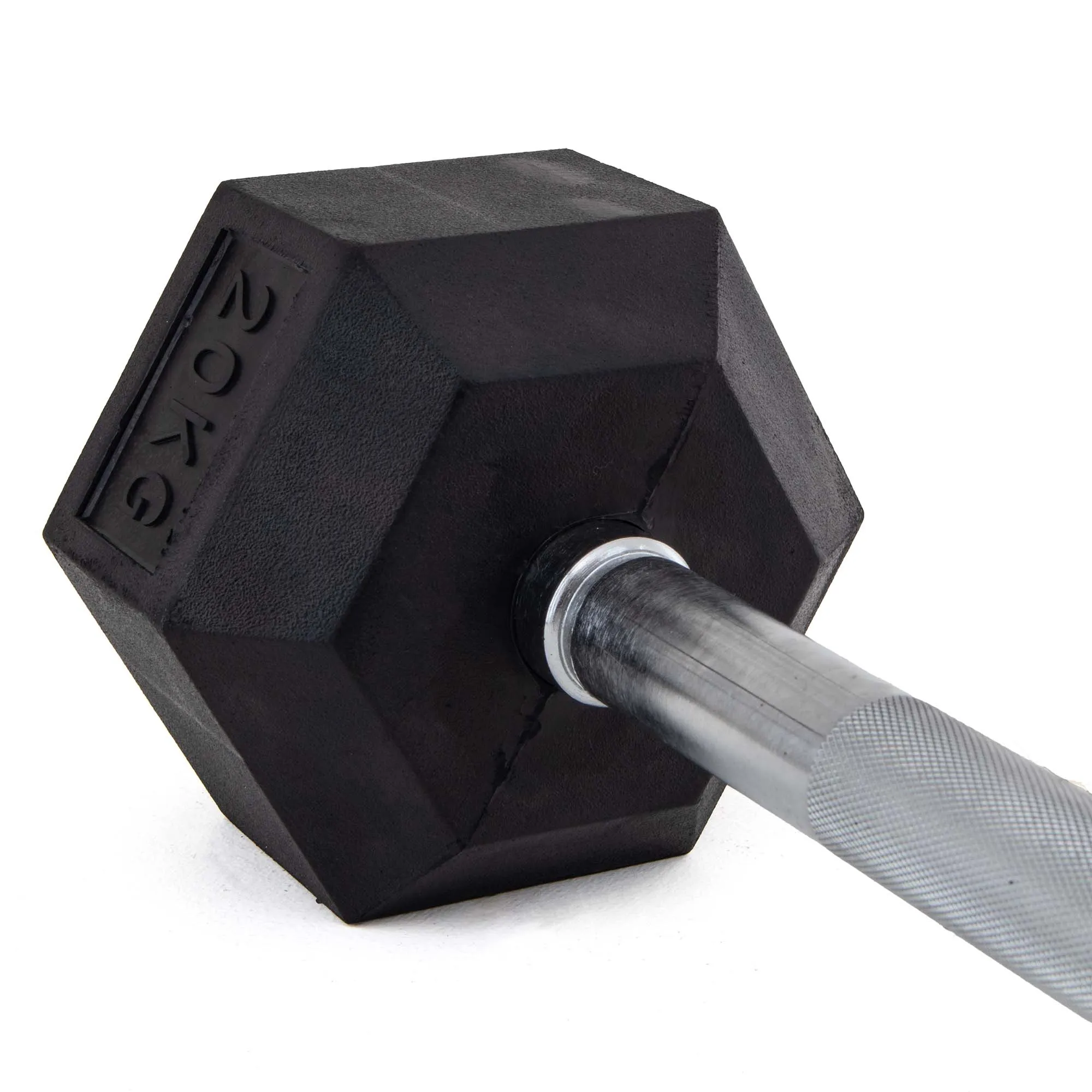 UBX Boxing   Strength Fixed Barbell Set & Rack - Rubber Hex
