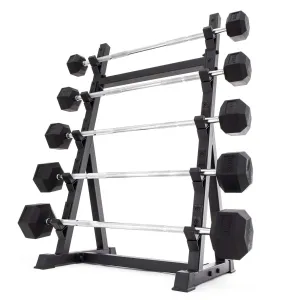 UBX Boxing   Strength Fixed Barbell Set & Rack - Rubber Hex