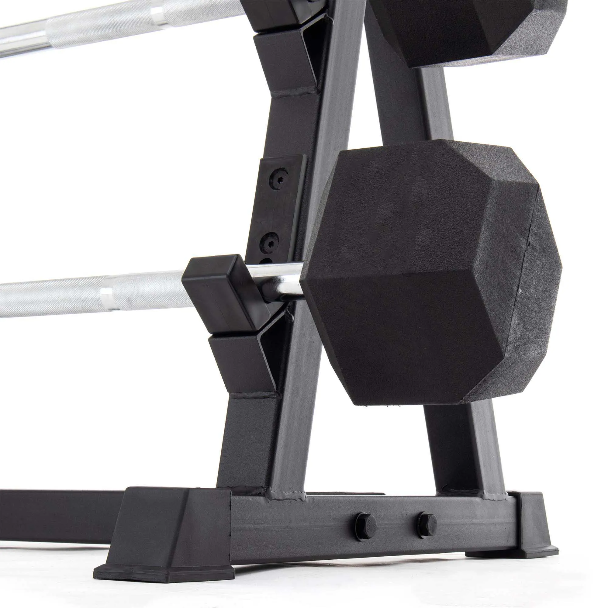 UBX Boxing   Strength Fixed Barbell Set & Rack - Rubber Hex