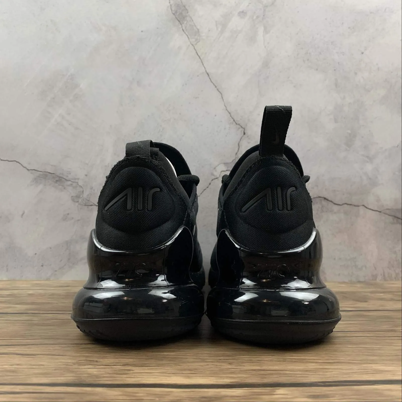 Air Max 270 FLYKNIT Black White AH8050-202 running in a corporate run shoes