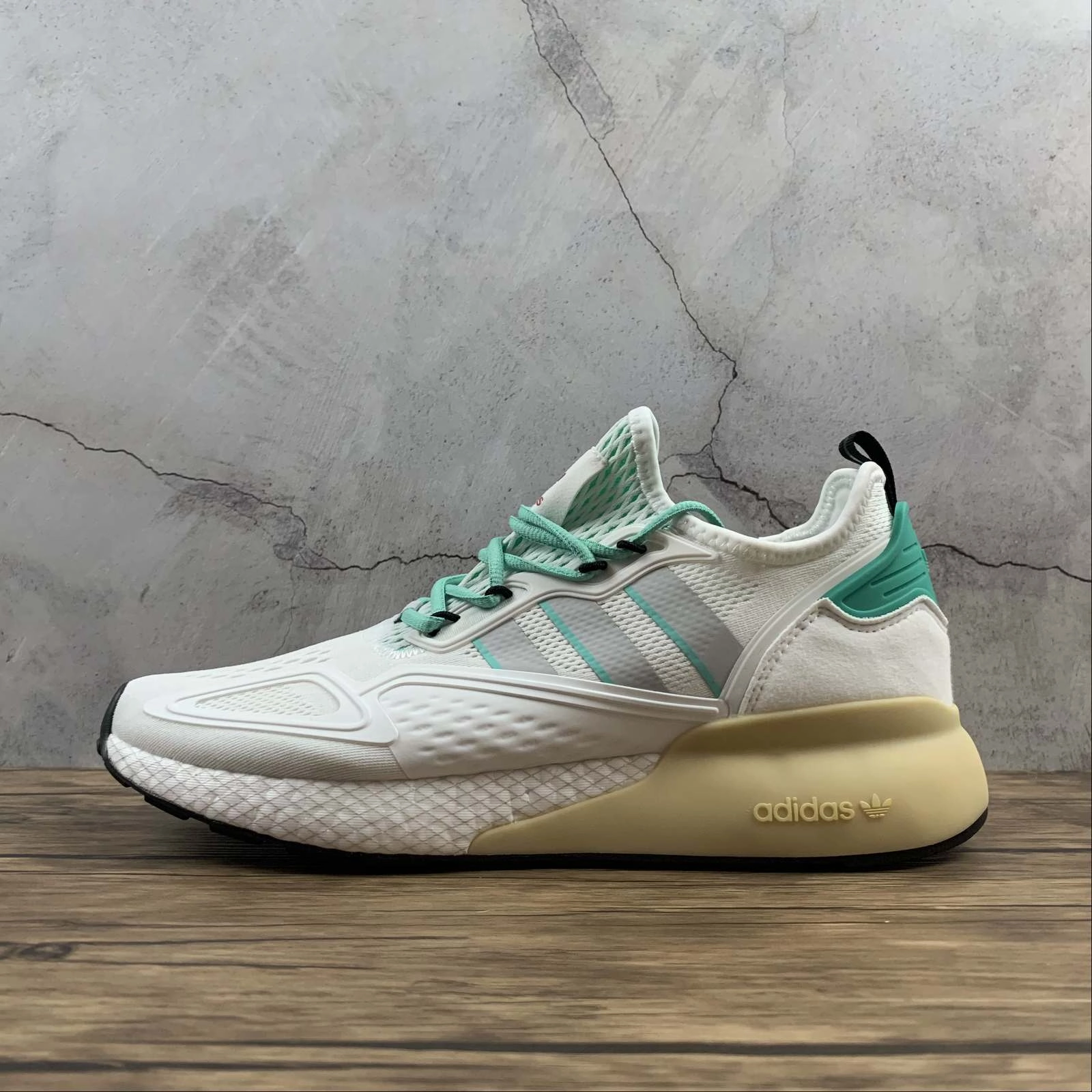 Adidas ZX 2K Boost Crystal White Grey One Hi-Res Green FX4172 flat - terrain shoes mountain running shoes