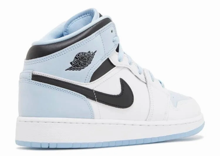 Casual Style Air Jordan 1 Mid White Ice Blue (GS)