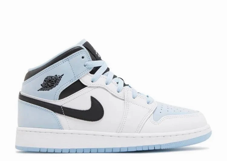Air Jordan 1 Mid White Ice Blue (GS) Stable Form Balanced Fit