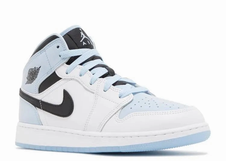 Stain Resistant Air Jordan 1 Mid White Ice Blue (GS)