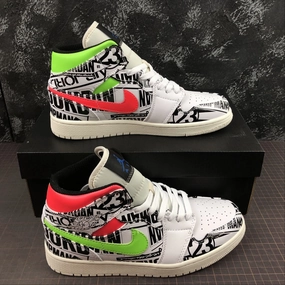 Anti   Slip Feature Air Jordan 1 Mid White Racer Blue-Black-Cyber 554224-119