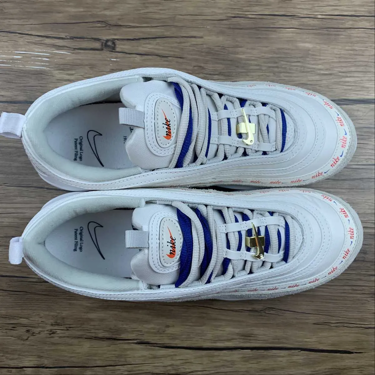 Air Max 97 Light Bone Deep Royal Blue White University Red DC4013-001 heel cup insert Heat resistant