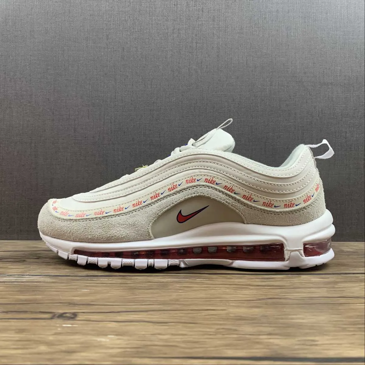 Endurance PU midsole Air Max 97 Light Bone Deep Royal Blue White University Red DC4013-001