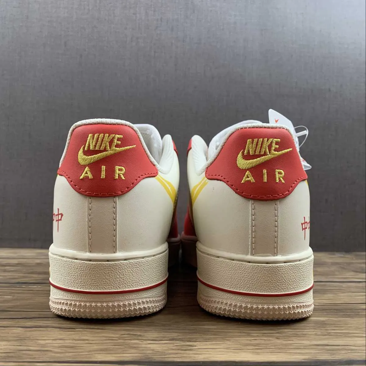 Air Force 1 07 Low Beige Red Gold White CW1888-601 bike ride