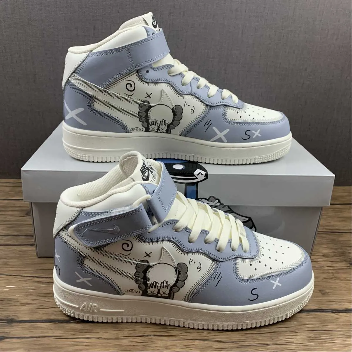 Kaws x Air Force 1 07 Mid White Blue Black CW2308-211 Cool Walk