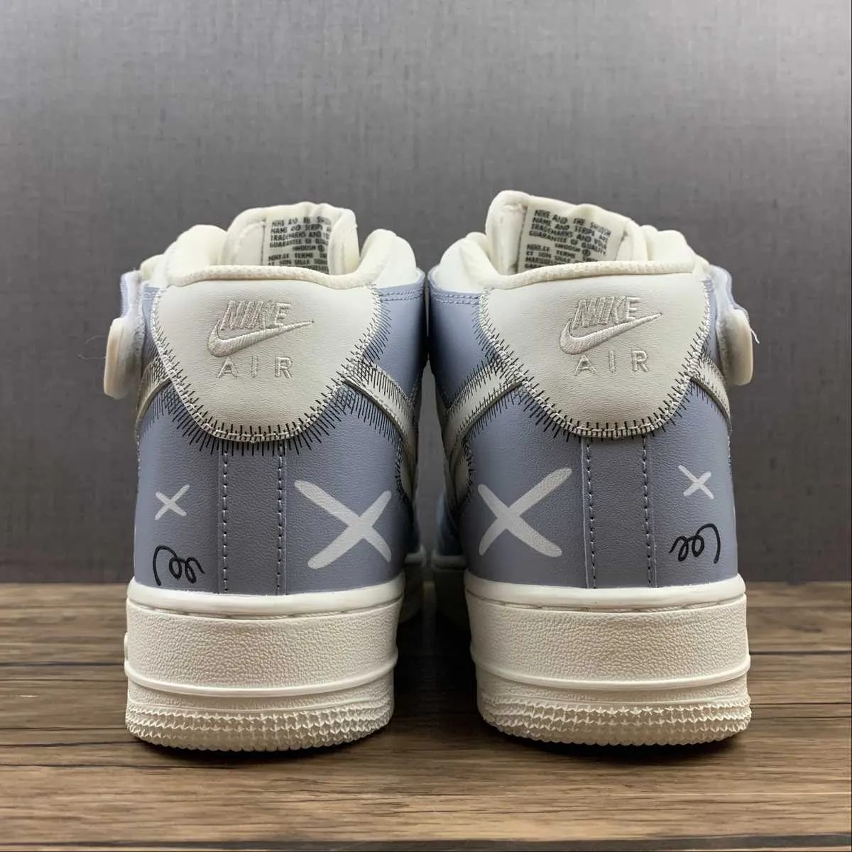 Kaws x Air Force 1 07 Mid White Blue Black CW2308-211 Relaxed Look Shoes Soft White