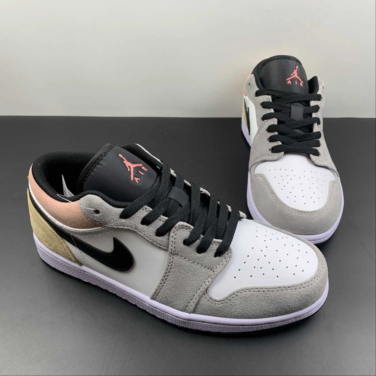 Form Fitting Air Jordan 1 Low Flight Club Black Magic Ember Sundial White DX4334-008