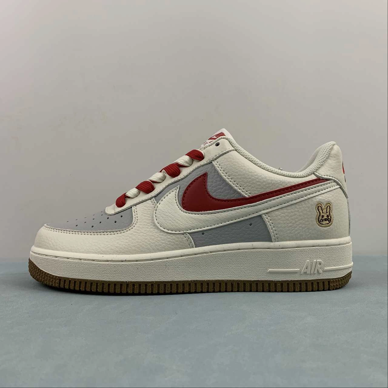Wide fit Bright Accents Air Force 1 07 Low Double Swoosh White Red Grey CC2569-022