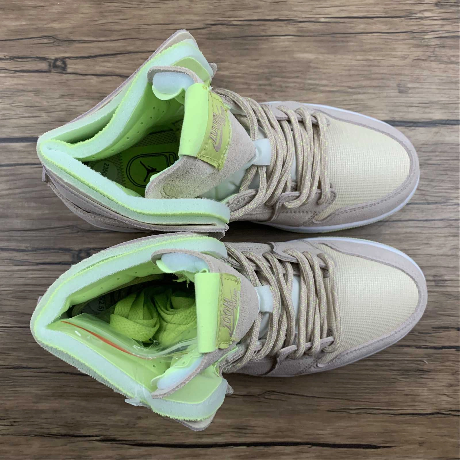 Professional Footwear Flexible Grooves Air Jordan 1 High Zoom Comfort Lemon Twist Fossil White CT0979-200