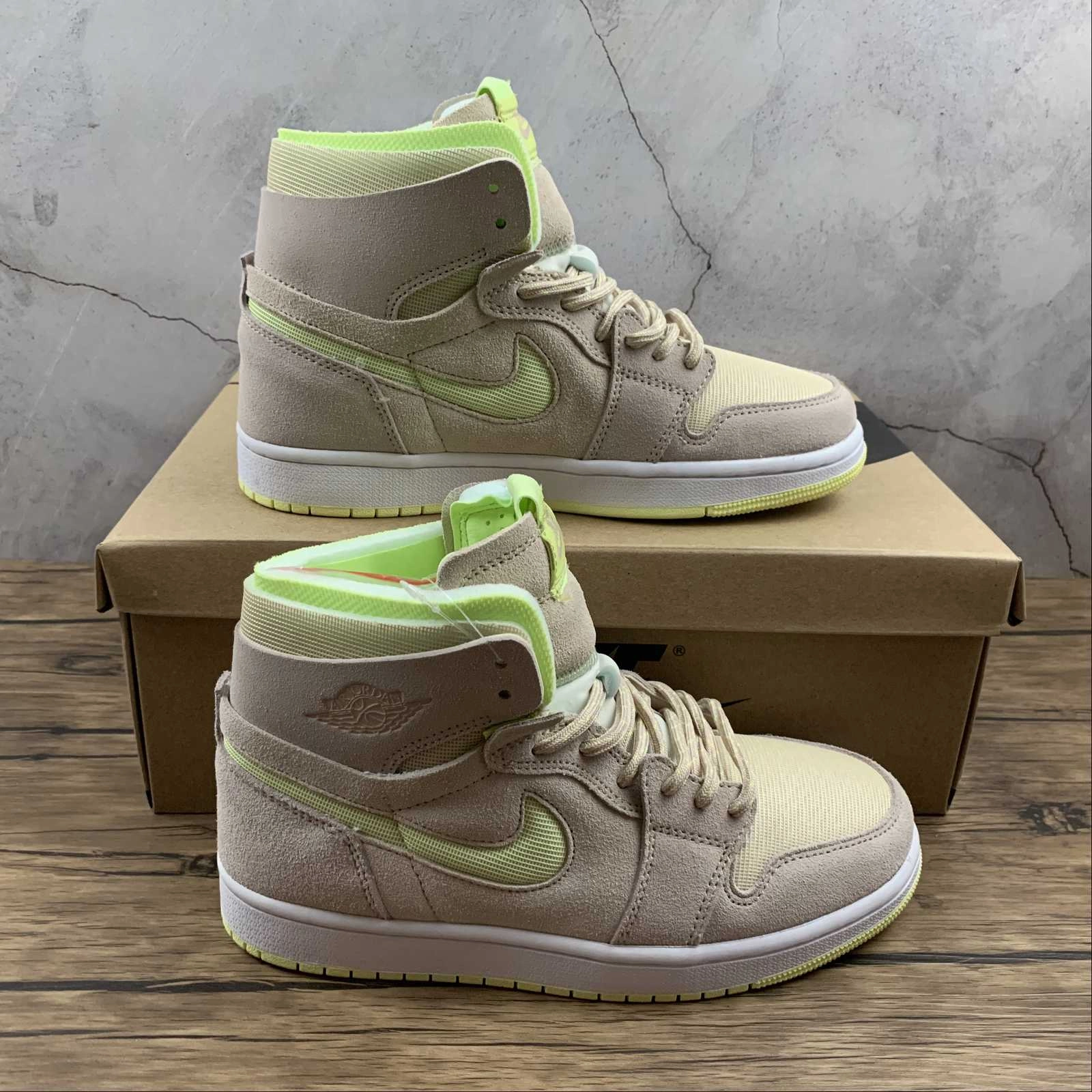 Air Jordan 1 High Zoom Comfort Lemon Twist Fossil White CT0979-200 Easy Footwear Relax Walk