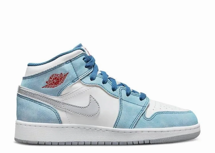 Air Jordan 1 Mid Stealth French Blue (GS) No Lace