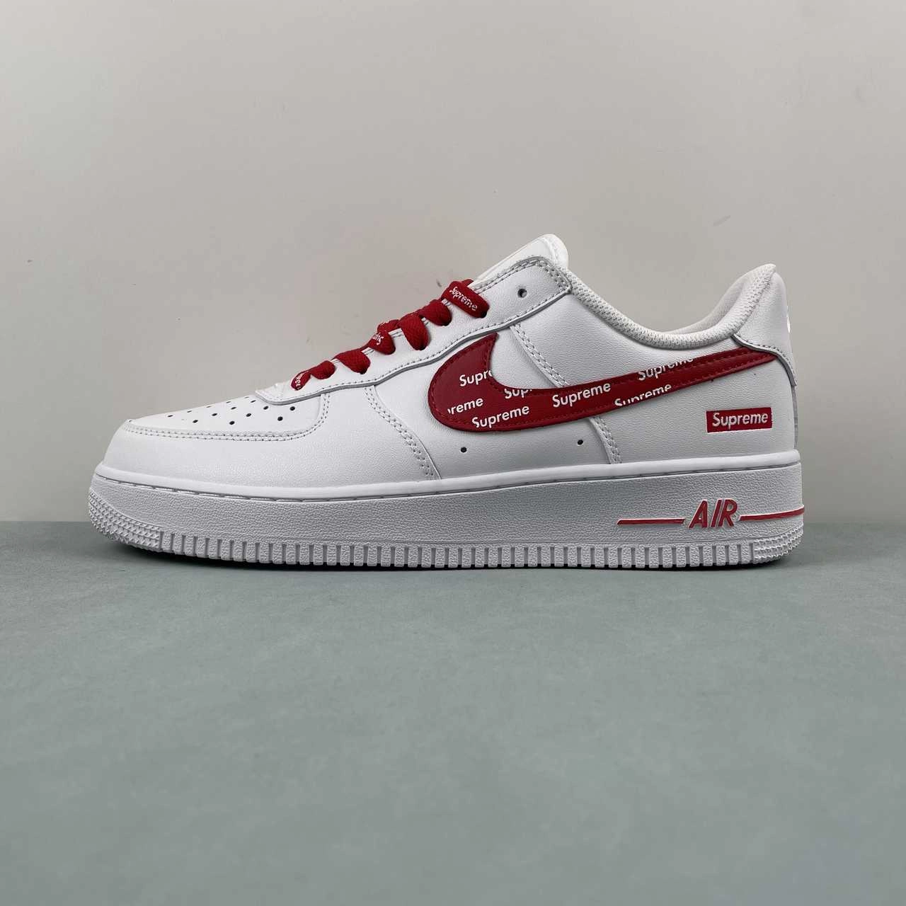 Supreme x Air Force 1 07 Low White Red CU9225-010 Foot Flex Fog Path
