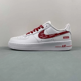 Supreme x Air Force 1 07 Low White Red CU9225-010 Foot Flex Fog Path