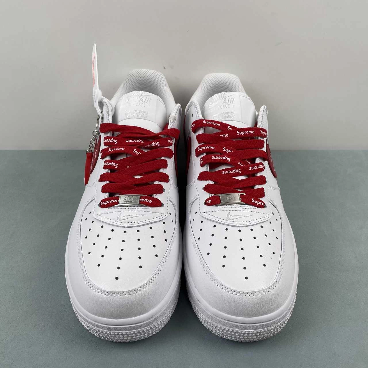 Supreme x Air Force 1 07 Low White Red CU9225-010 Comfort support Fashion Mood