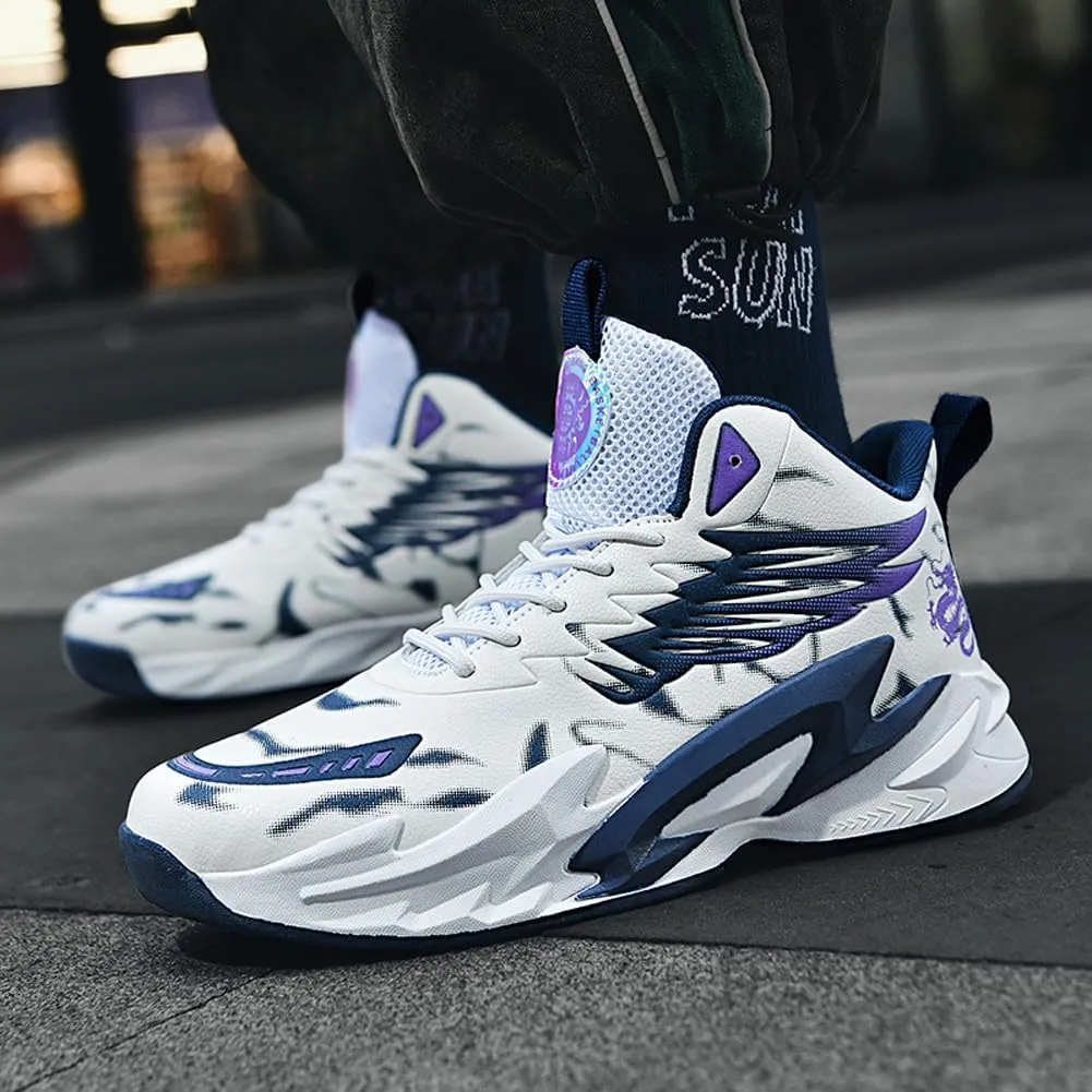 VAXAV Unisex Women's Men's Fashion High Top Basketball Shoes Non Slip Outdoor Tennis Sneakers