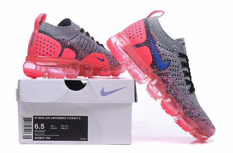 Air VaporMax Flyknit 2.0 Grey Pink Blue 942843-104 Recycled materials Sculpted stability
