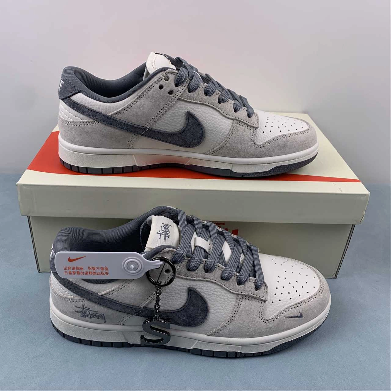 Stussy x SB Dunk Low Off White Gray Navy Blue DQ1098-339 Daily Fashion