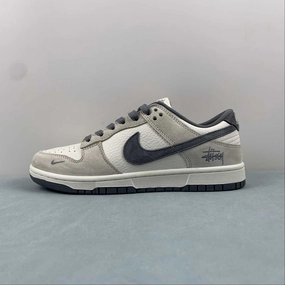 Stussy x SB Dunk Low Off White Gray Navy Blue DQ1098-339 High Shine