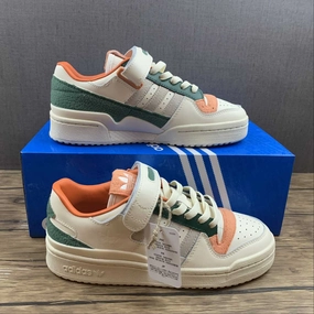 Contoured Foot Arch Adidas Forum 84 Low White Green Orange GY4125
