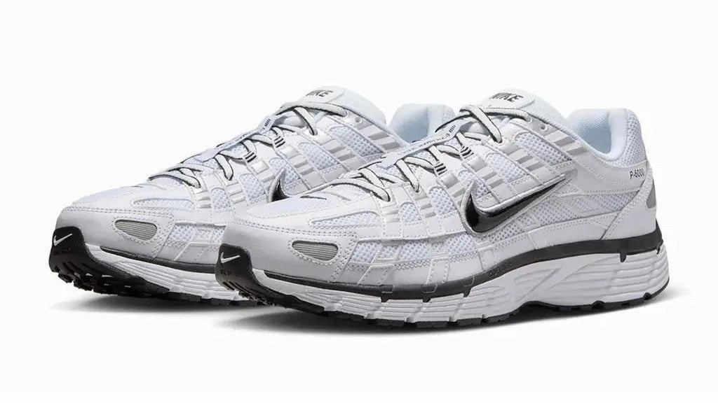 NIKE P-6000 'WHITE METALLIC SILVER BLACK' Perforated Tongue Tension Balanced Design