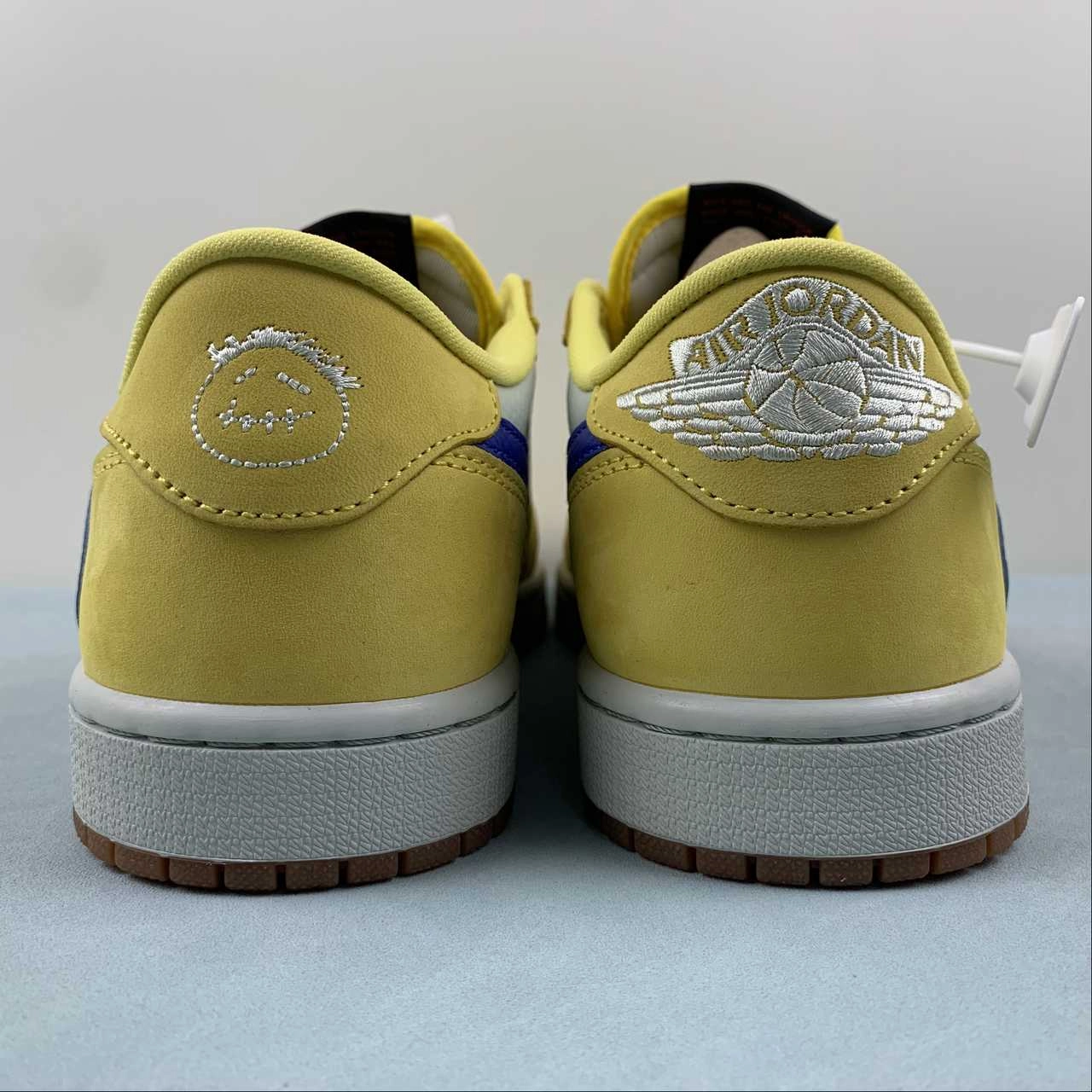 Comfy Fit Travis Scott x Air Jordan 1 Low OG Canary Racer Blue Light Silver Gum Medium Brown DZ4137-700