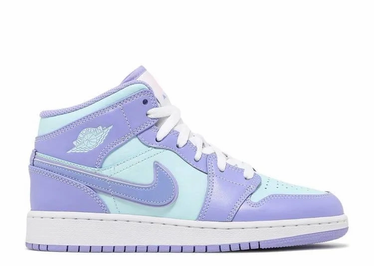 Work Day Vented Heel Panel Air Jordan 1 Mid Purple Aqua (GS)
