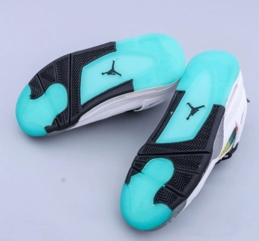 Fit Easy All Rounder Air Jordan 4 Retro Rasta White University Red Lucid Green Black AQ9129 100