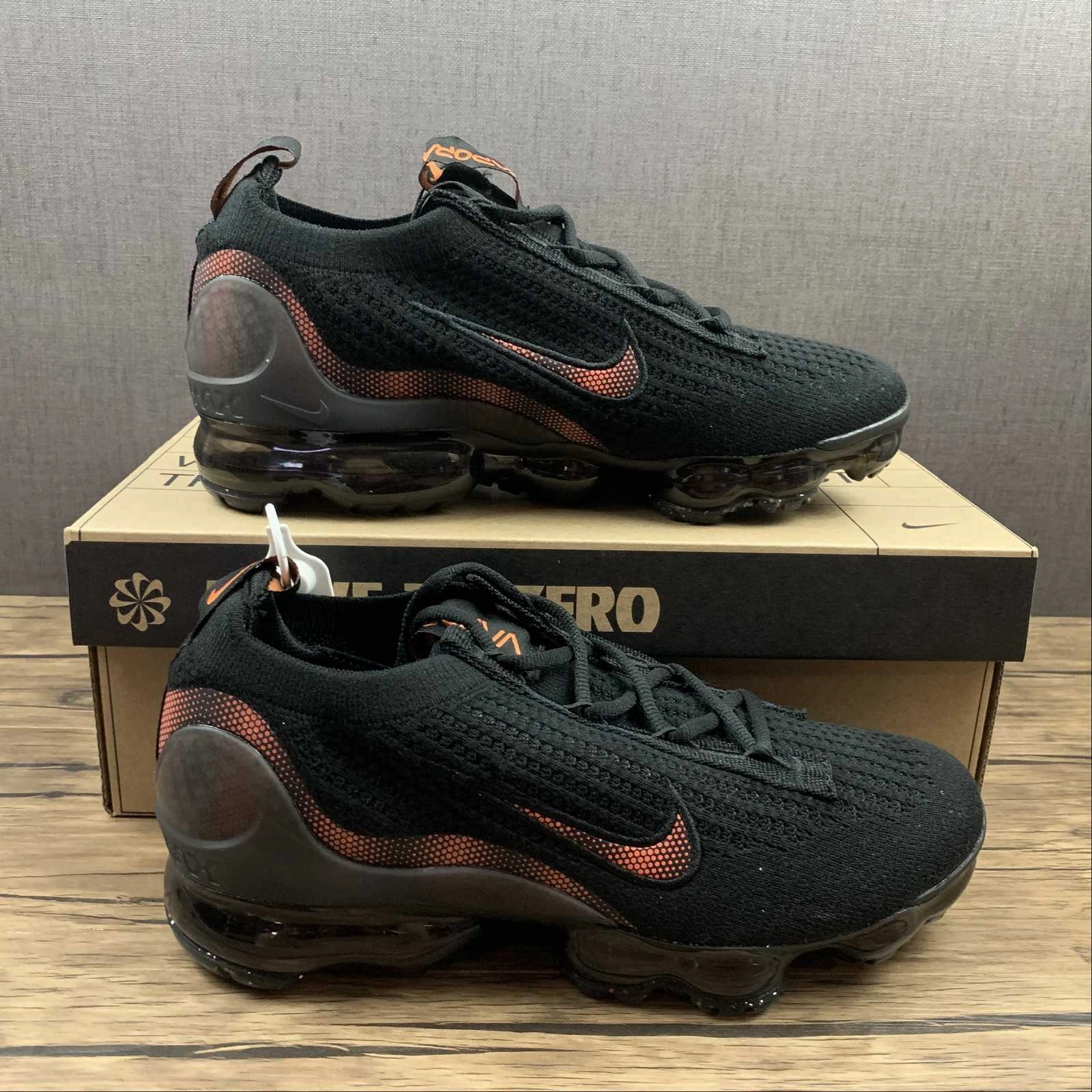 Air VaporMax 2021 FK All Black Orange DC4112-004 Effortless Glide