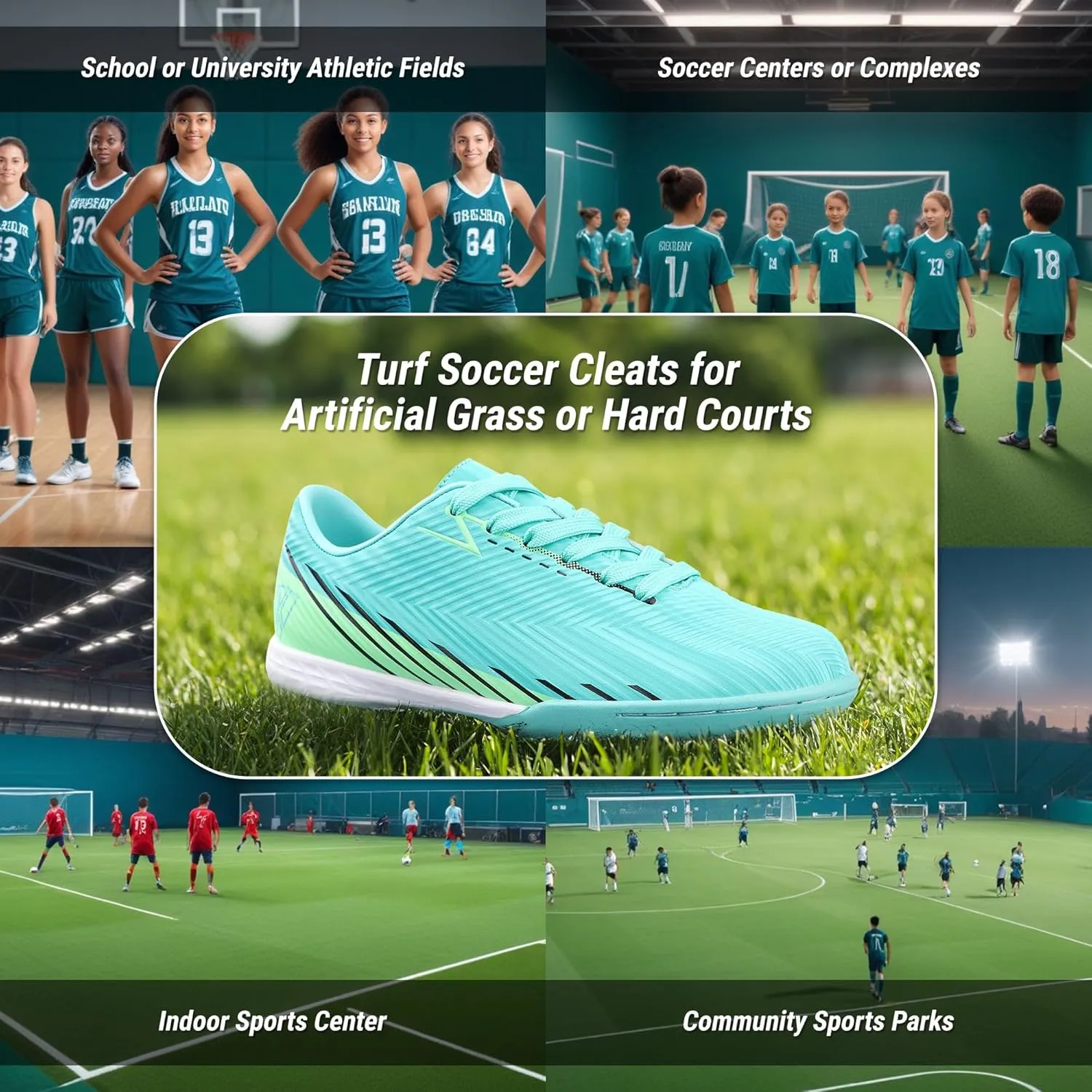 Vizari Tesoro Turf Soccer Shoes for Boys and Girls| Athletic Turf Shoes with Durable Synthetic Upper | Youth Football Turf Shoes with Molded Rubber Oursole | Superior Traction on Turf Ground