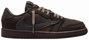 Nike Jordan 1 Low x Travis Scott Velvet Brown PS (Kids) running in a track meet shoes running on the beach