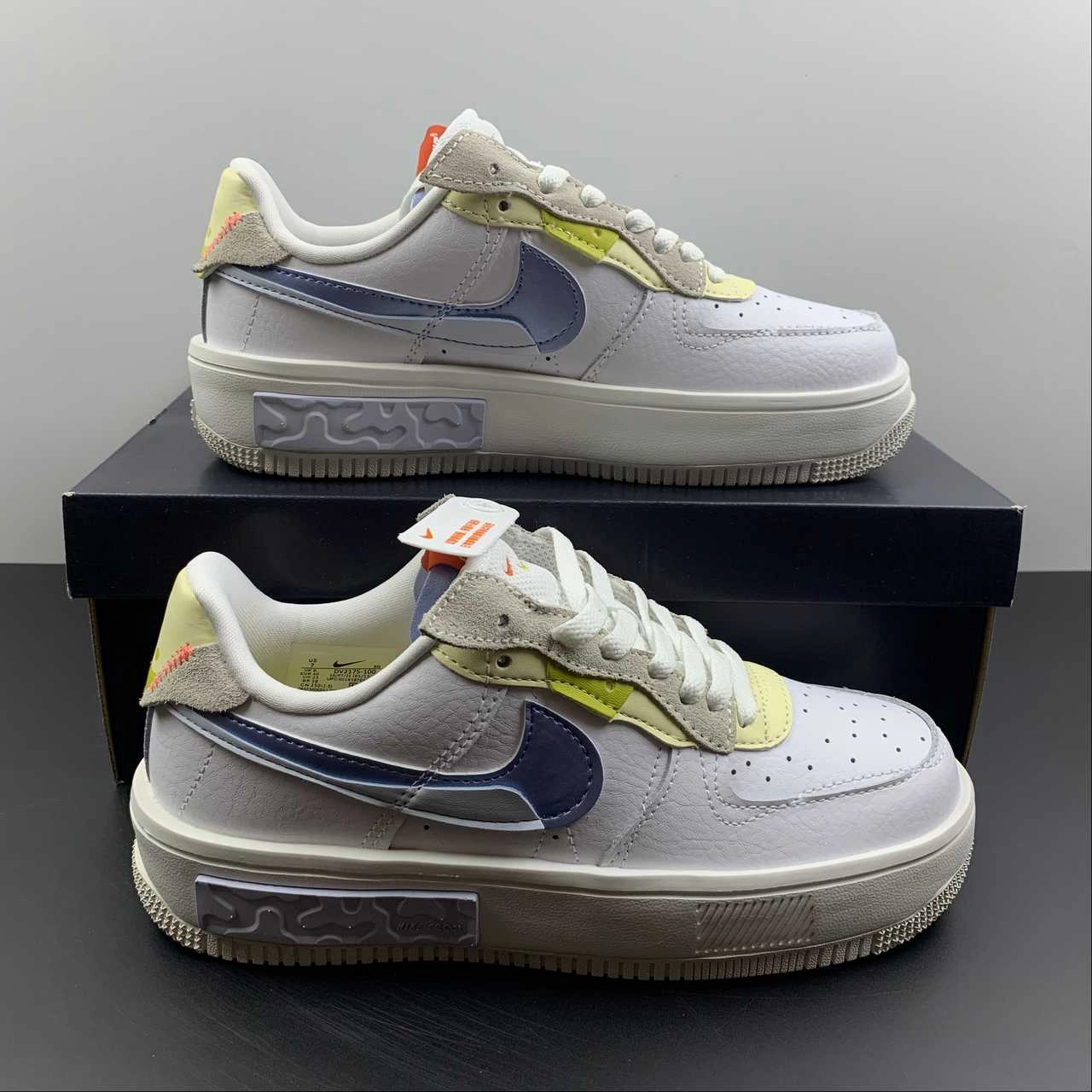 Air Force 1 FONTANKA Set To Rise White Phantom Lemon Drop Light Marine  DV2175-100 Foot Support