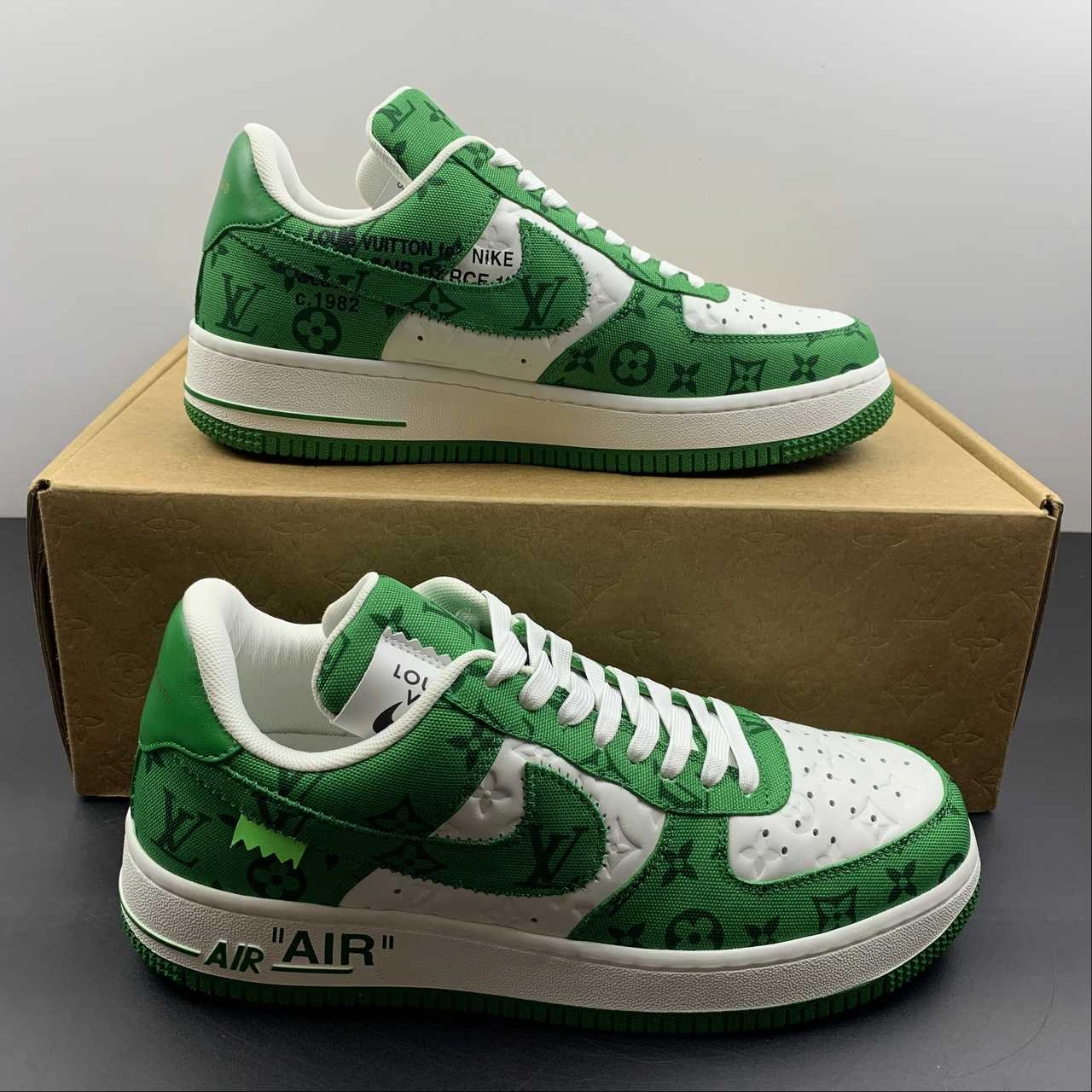 City Utility Louis Vuitton Trainer Snaker x Air Force 1 White Green LK0226