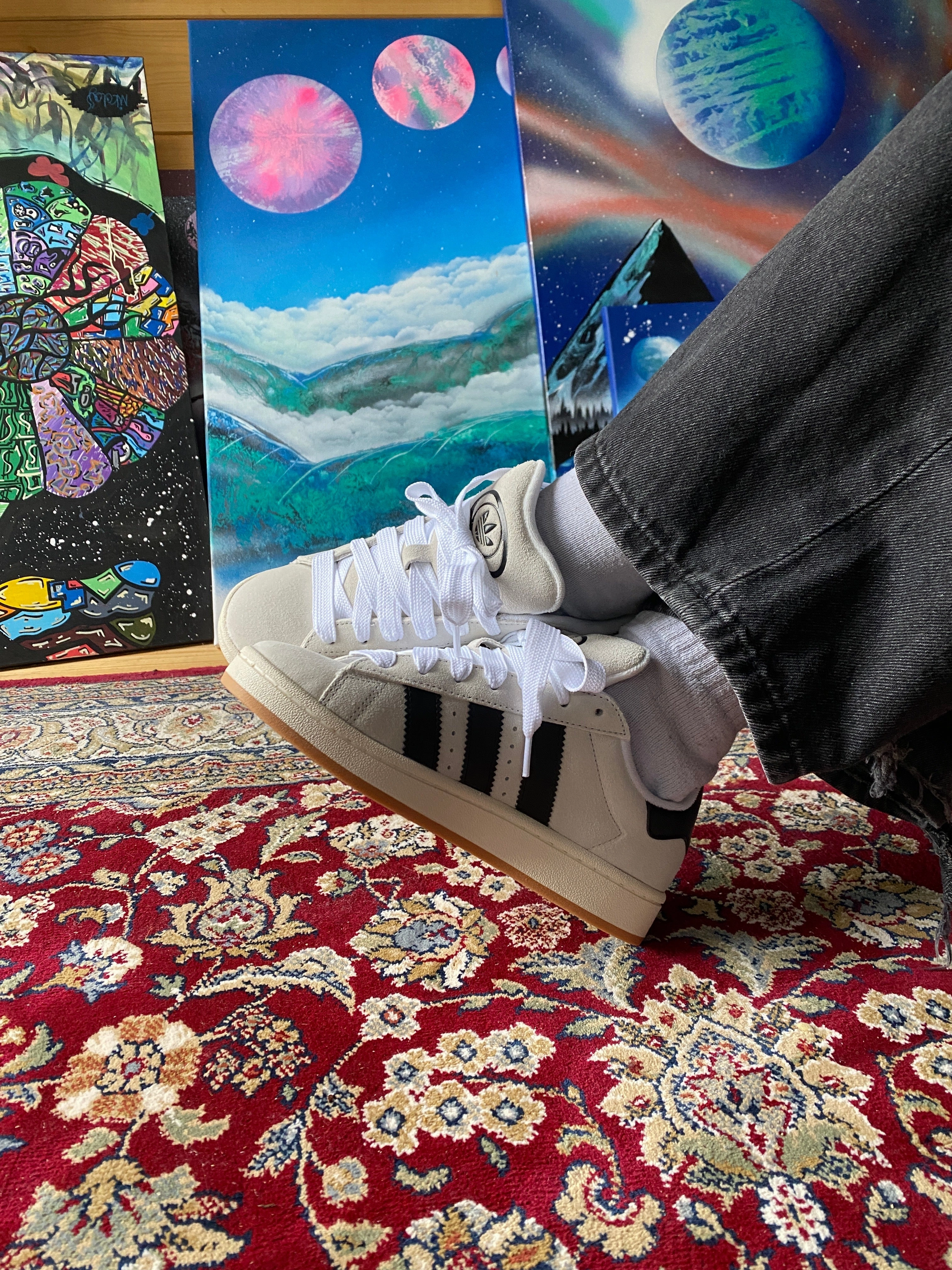 School Hike Fashionable Look Adidas Campus 00s White Crystal Core Black