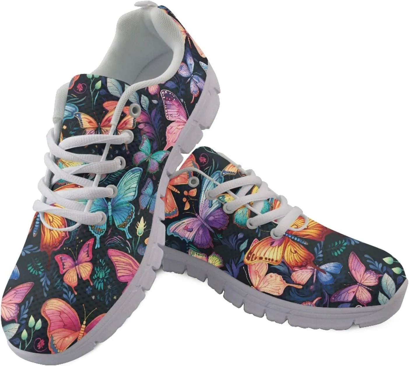 Wanyint Pink Heart Print Women Sneakers Athletic Shoes Lightweight Walking Shoes for Outdoor Tennis Footwear