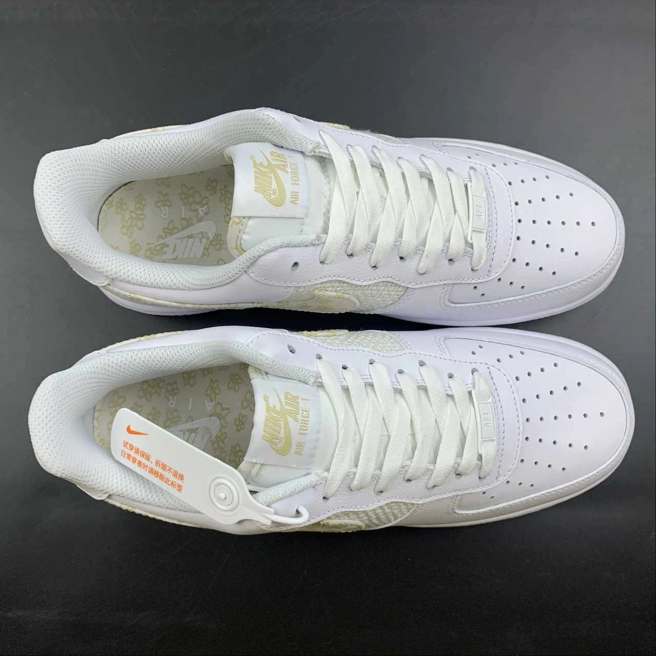Clean Vibe Air Force 1 Low Flower Swoosh White Gold DO9458-100