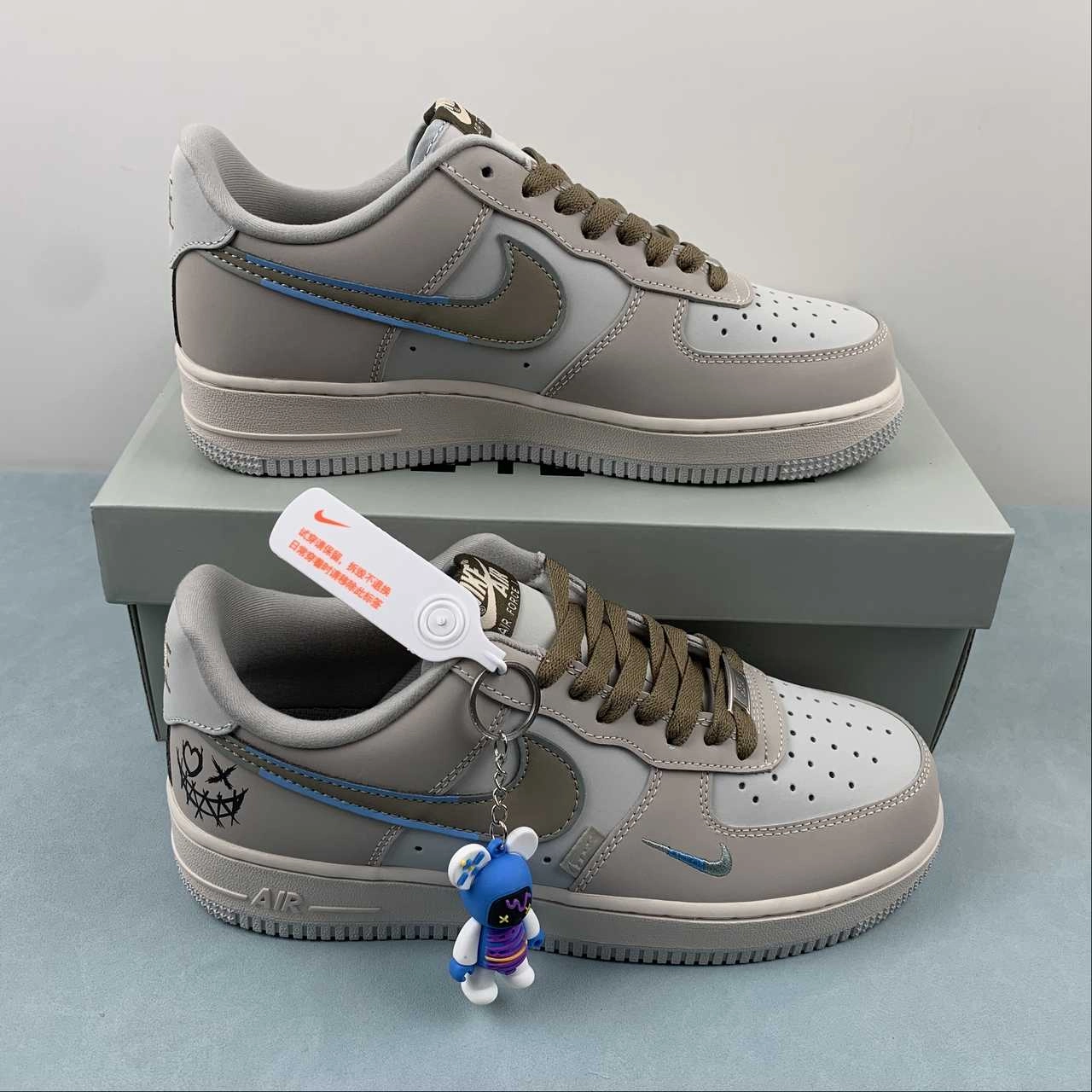 Ice Walk ElasticMaterial Air Force 1 07 Low Joker Coffee Gray Blue XL2312-111