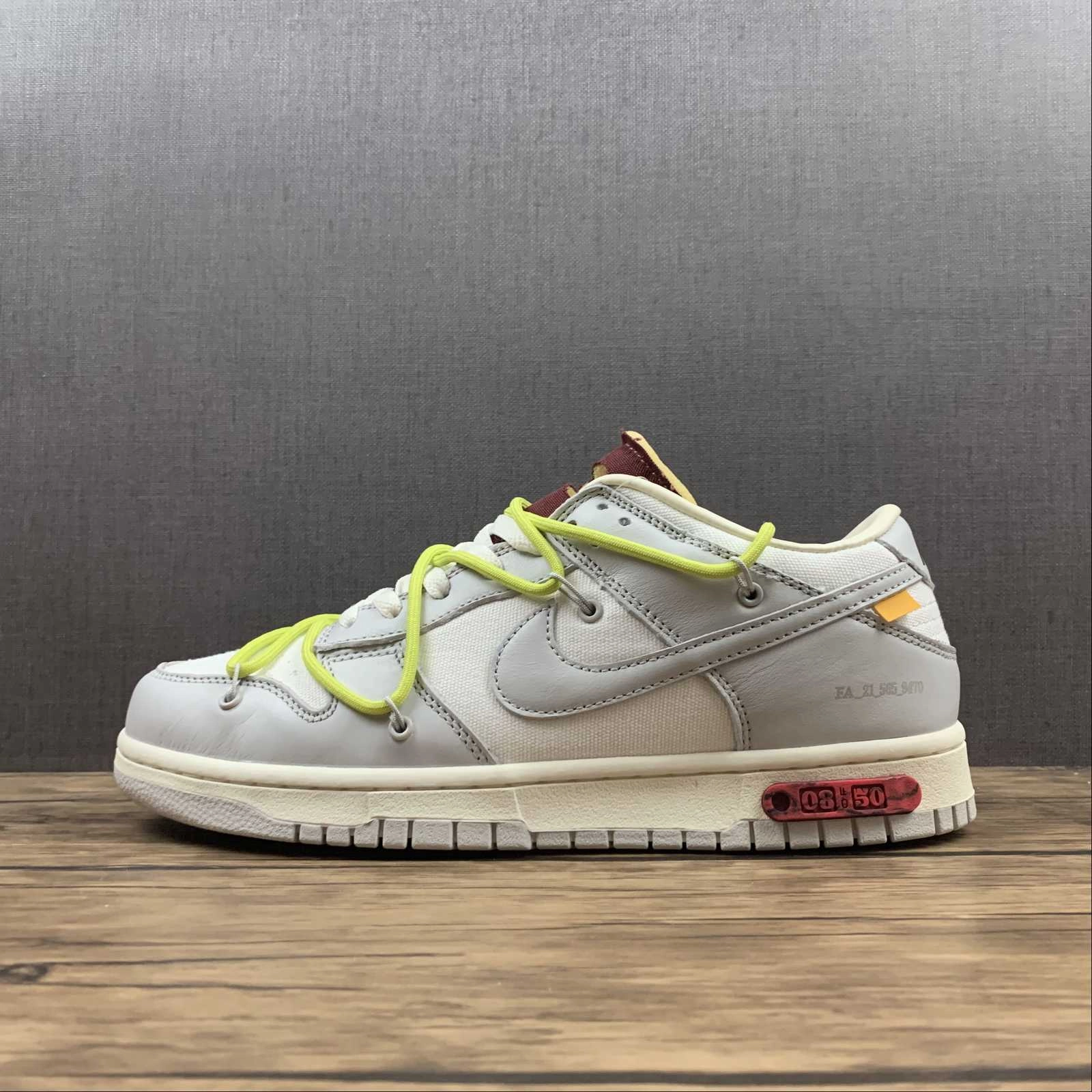 Dunk Low X Off-White 'Lote 08 de 50' DM1602-106 Durable Tread Pattern Natural Grip