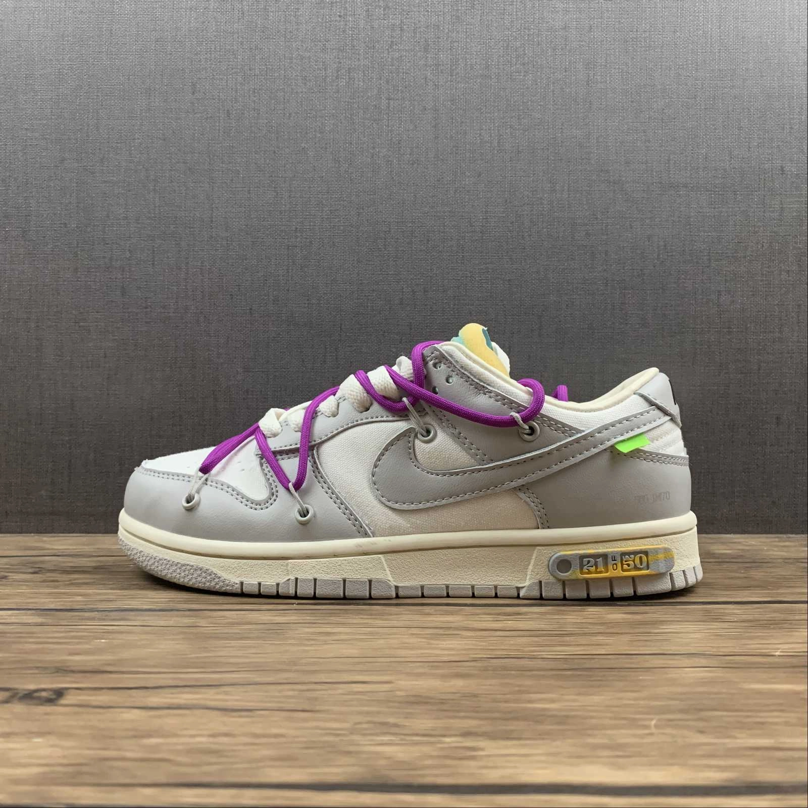 Dunk Low X Off-White 'Lote 21 de 50' DM1602 100 All-purpose fit Smooth Siding