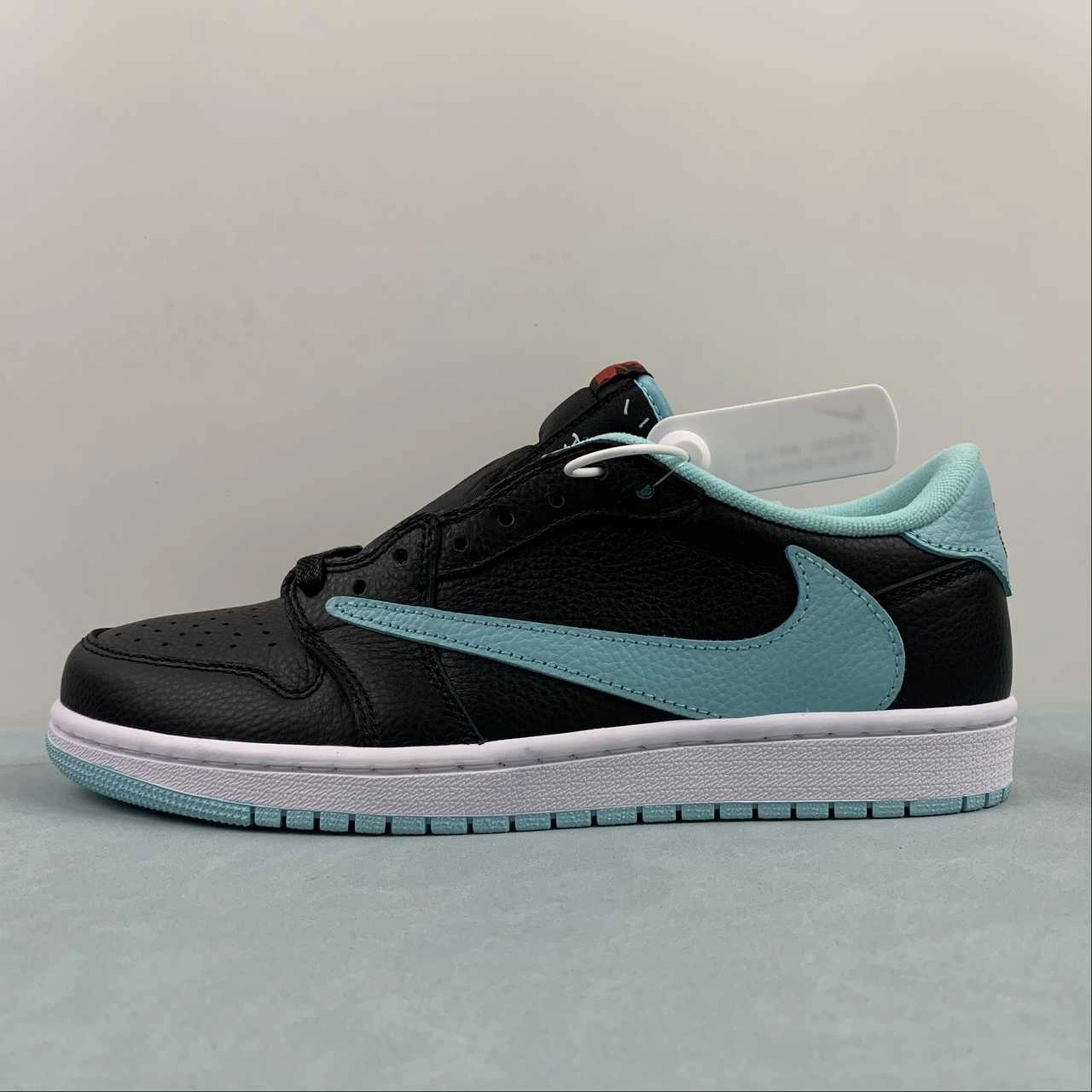 Travis Scott x Air Jordan 1 Low OG Black Blue DM7866-701 Light Reflective Padded collar