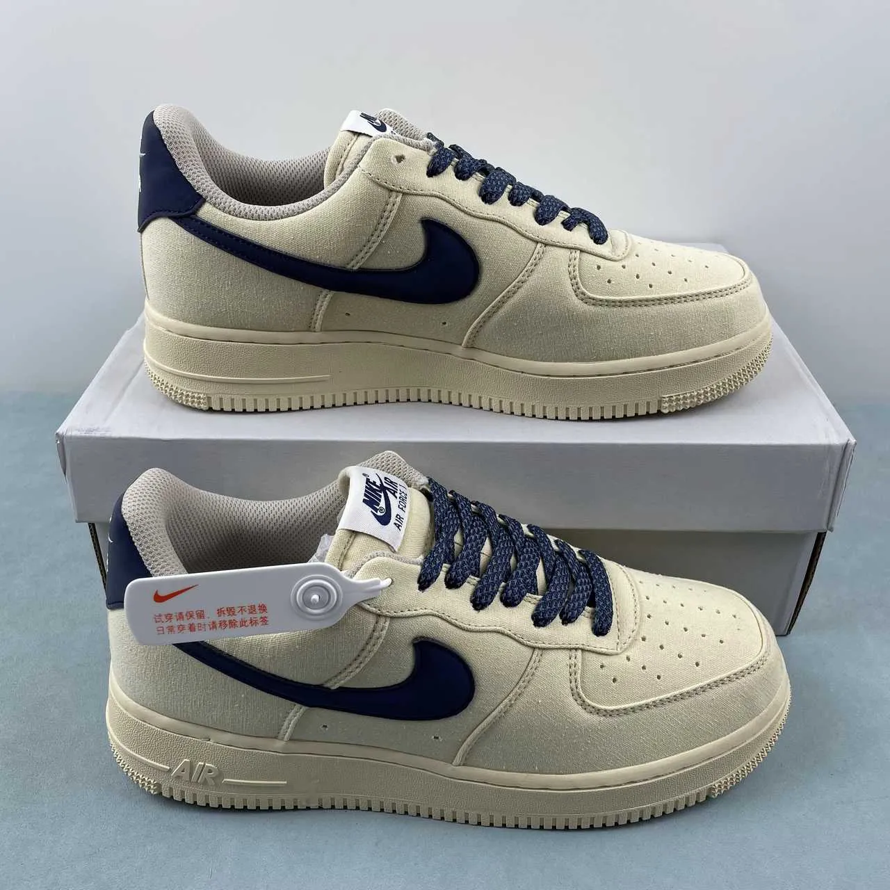 Air Force 1 07 Low Beige Deep Blue Reflection 315122-109 Trendy Look