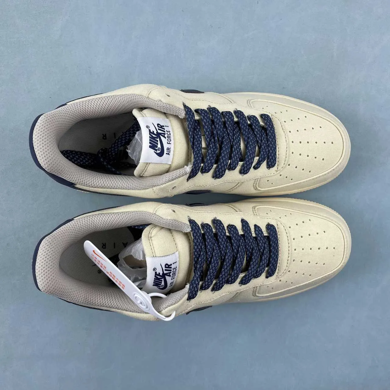 Air Force 1 07 Low Beige Deep Blue Reflection 315122-109 Leather Cool