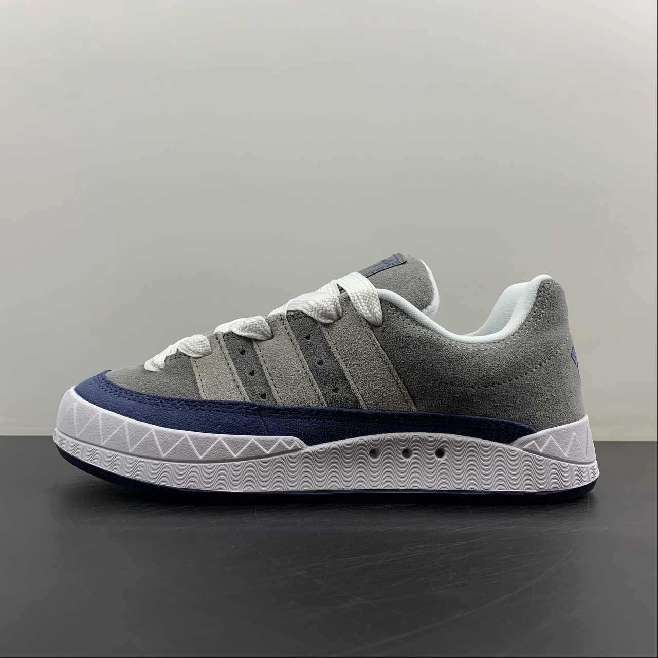 Adidas Adimatic HM Grey Tech Indigo HP9915 perforated - design midfoot - strike shoe answer