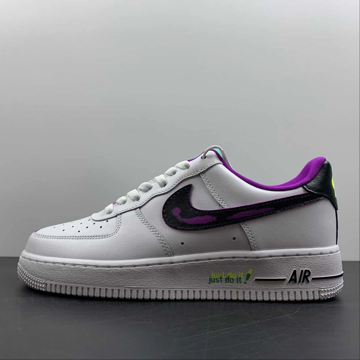 Air Force 1 07 LV8 2 White Green Purple DX3993-100 Comfortable Straps Easy Movement