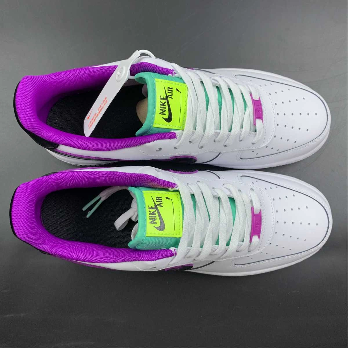 Air Force 1 07 LV8 2 White Green Purple DX3993-100 Active Fit Class Day