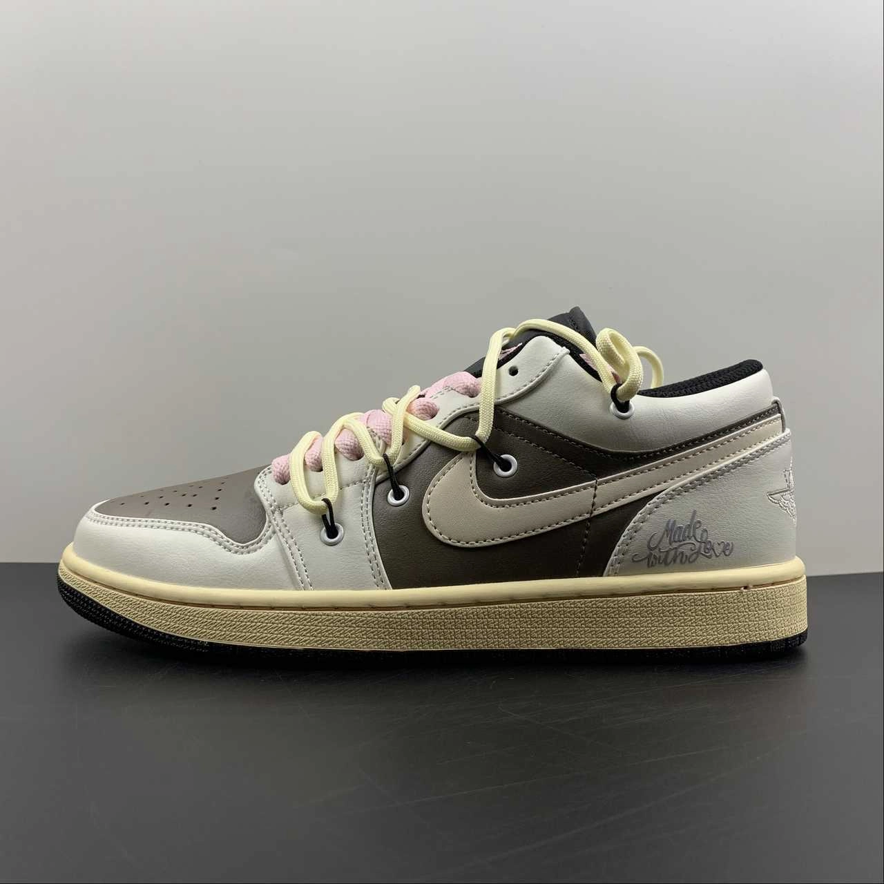 Air Jordan 1 Low ??Made With Love?? Grey Brown 553558-062 Minimalist Aesthetic