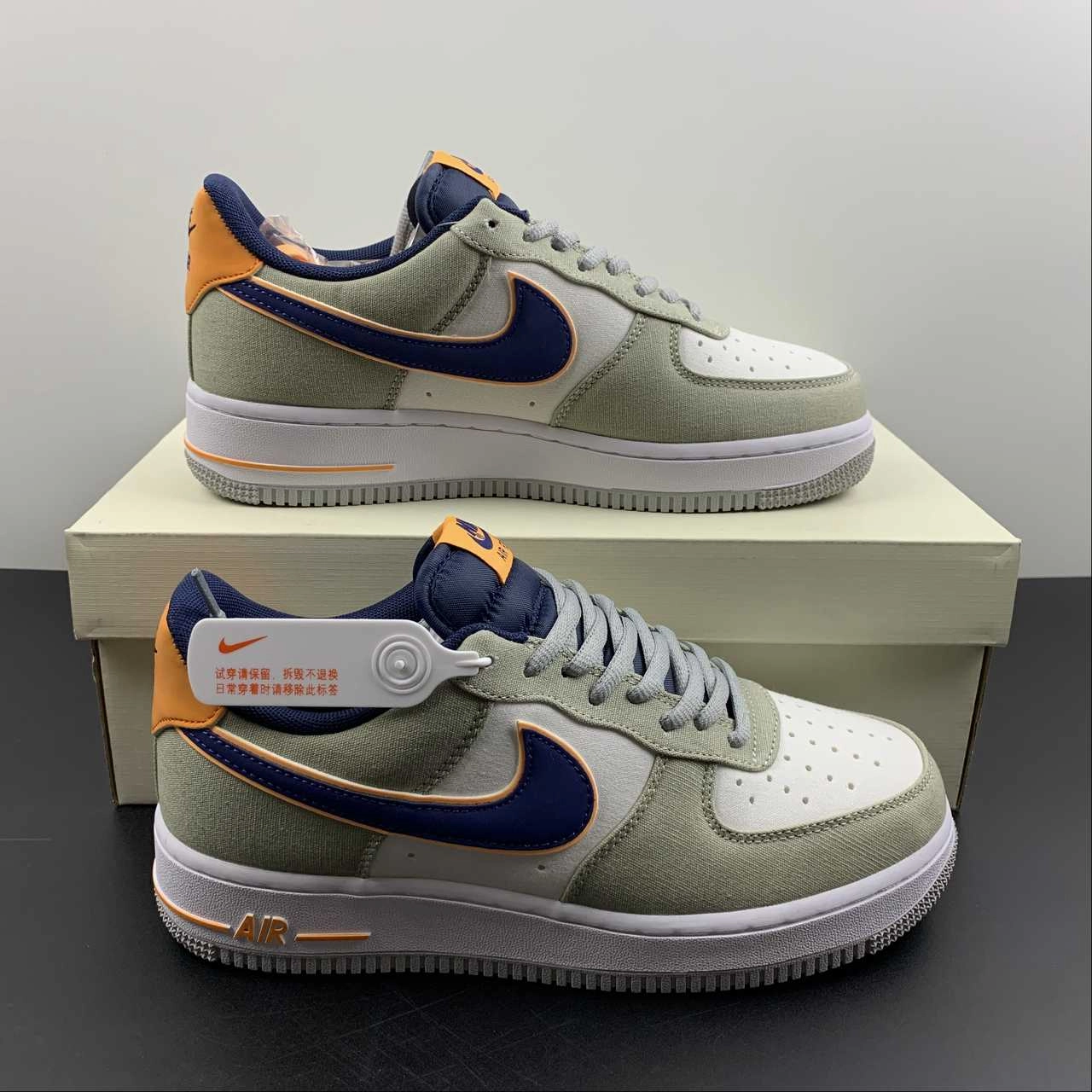Air Force 1 07 Low Orange Grey Navy Blue DG2296-021 Natural motion